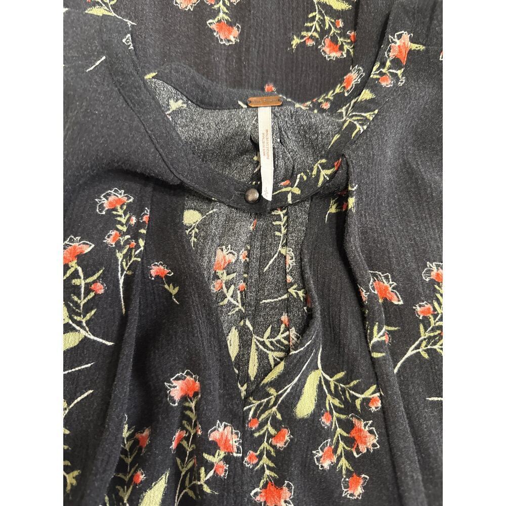 Free People Floral Swing Dress Sleeveless Keyhole Cutout Boho Chic Size Large - Picture 8 of 11